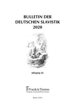 Bulletin Der Deutschen Slavistik 2020