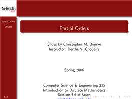 Partial Orders CSE235 Partial Orders