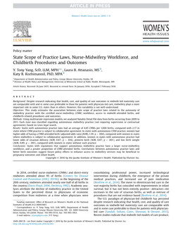 State Scope of Practice Laws, Nurse-Midwifery Workforce, and Childbirth Procedures and Outcomes