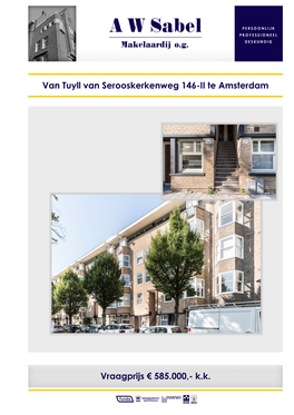 Van Tuyll Van Serooskerkenweg 146-II Te Amsterdam Vraagprijs