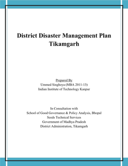 District Disaster Management Plan Tikamgarh