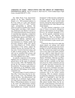 Andesites on Mars: Implications for the Origin of Terrestrial Continental Crust