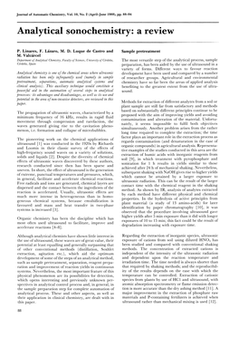 Analytical Sonochemistry: a Review