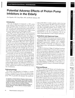 Potential Adverse Effects of Proton Pump Inhibitors in the Elderly