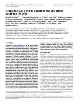 A Major Update to the Drugbank Database for 2018 David S