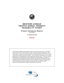 Western Avenue Traffic Signal Priority Feasibility Study Final