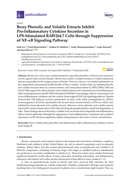 Berry Phenolic and Volatile Extracts Inhibit Pro-Inflammatory Cytokine