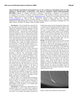 The Bunburra Rockhole Meteorite Fall in Sw Australia: Determination of the Fireball Trajectory, Luminosity and Impact Position from Photographic Records