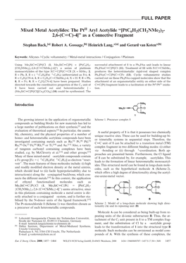 Mixed Metal Acetylides: the Ptii Aryl Acetylide "[Ptc6h2(Ch2nme2)22,6