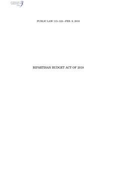 Bipartisan Budget Act of 2018