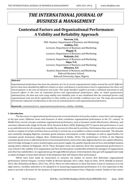 The International Journal of Business & Management Issn 2321–8916