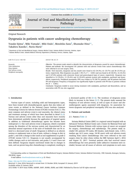 Dysgeusia in Patients with Cancer Undergoing Chemotherapy