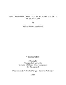 Biosynthesis of Cyclic Peptide Natural Products in Mushrooms