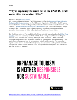 Why Is Orphanage Tourism Not in the UNWTO Draft Convention on Tourism Ethics?