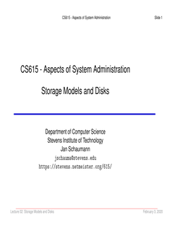 CS615 - Aspects of System Administration Slide 1