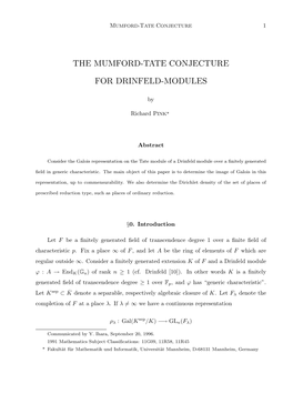 The Mumford-Tate Conjecture for Drinfeld-Modules