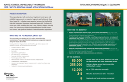 Route 36 Speed and Reliability Corridor Total Psrc Funding Request: $2,500,000 2020 Psrc Fta Regional Grant Application Program