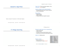 Geometric Algorithms 7.3 Range Searching