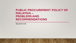 Procurement Policy of Malaysia – Problems and Recommendations