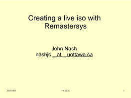 Creating a Live Iso with Remastersys