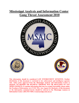 Mississippi Analysis and Information Center Gang Threat Assessment 2010