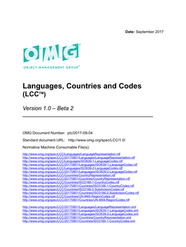 Languages, Countries and Codes (LCCTM)