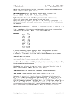 Cobaltarthurite Co2+Fe3+ 2(Aso4)2(OH)2·4H2O