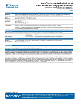 Trastuzumab (Anti-Idiotype) Alexa Fluor® 750-Conjugated Antibody