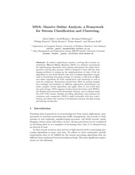 Massive Online Analysis, a Framework for Stream Classiﬁcation and Clustering