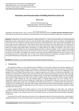 Extraction and Characterization of Drilling Fluid from Castor Oil