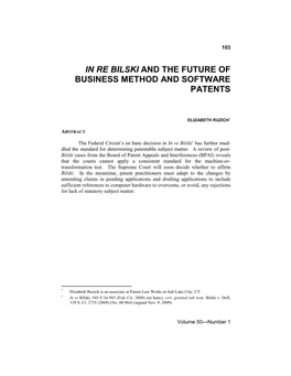 In Re Bilski and the Future of Business Method and Software Patents