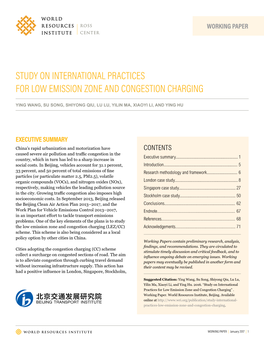 Study on International Practices for Low Emission Zone and Congestion Charging