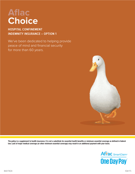 Aflac Choice HOSPITAL CONFINEMENT INDEMNITY INSURANCE – OPTION 1