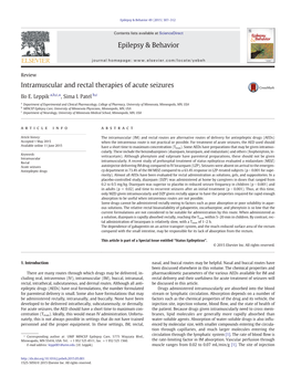 Intramuscular and Rectal Therapies of Acute Seizures