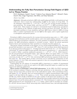 Understanding the Fully Non-Perturbative Strong-Field Regime of QED Loi to Theory Frontier Phil H