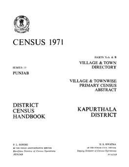 Village & Townwise Primary Census Abstract, Kapurthala, Part X-A & B, Series-17, Punjab