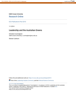 Leadership and the Australian Greens