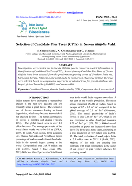 Selection of Candidate Plus Trees (Cpts) in Grewia Tiliifolia Vahl