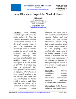 Setu Bharatam: Project the Need of Hours