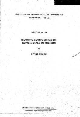 Isotopic Composition of Some Metals in the Sun