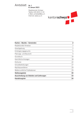 Amtsblatt Nr. 1 Vom 8. Januar 2021