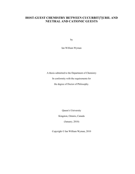 Host-Guest Chemistry Between Cucurbit[7]Uril and Neutral and Cationic Guests