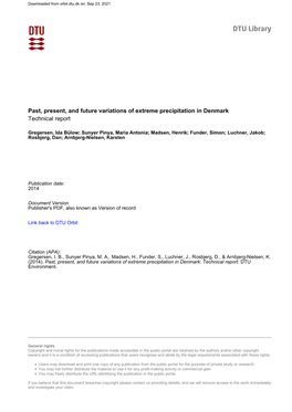Past, Present, and Future Variations of Extreme Precipitation in Denmark Technical Report