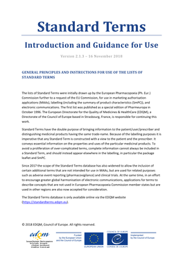 Standard Terms: Introduction and Guidance for Use – V.2.1.3 – 16 November 2018 Contents
