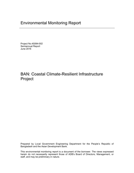 Environmental Monitoring Report BAN: Coastal Climate-Resilient Infrastructure Project
