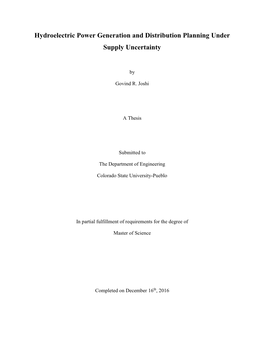 Hydroelectric Power Generation and Distribution Planning Under Supply Uncertainty