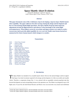 Space Shuttle Abort Evolution Edward M