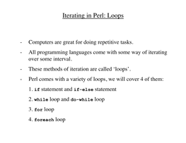 Iterating in Perl: Loops