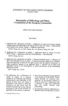 Municipality of Differdange and Others V Commission of the European Communities