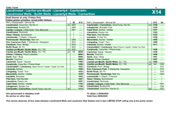 Llanfair-Ym-Muallt - Llanwrtyd - Caerfyrddin Llandrindod Wells - Builth Wells - Llanwrtyd Wells - Carmarthen X14